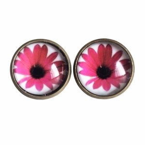 3 for 15🎀bronze tone flower picture earrings